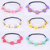 儿童花环仿真菊花太阳花发带5朵雏菊头花节日演出旅游拍照发饰品