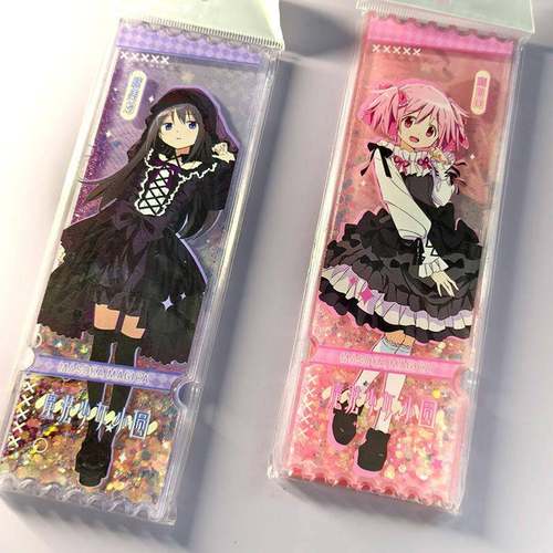 魔法少女小圆流沙票根鹿目圆晓美焰粉圆周边炫彩流沙摆件立牌书签