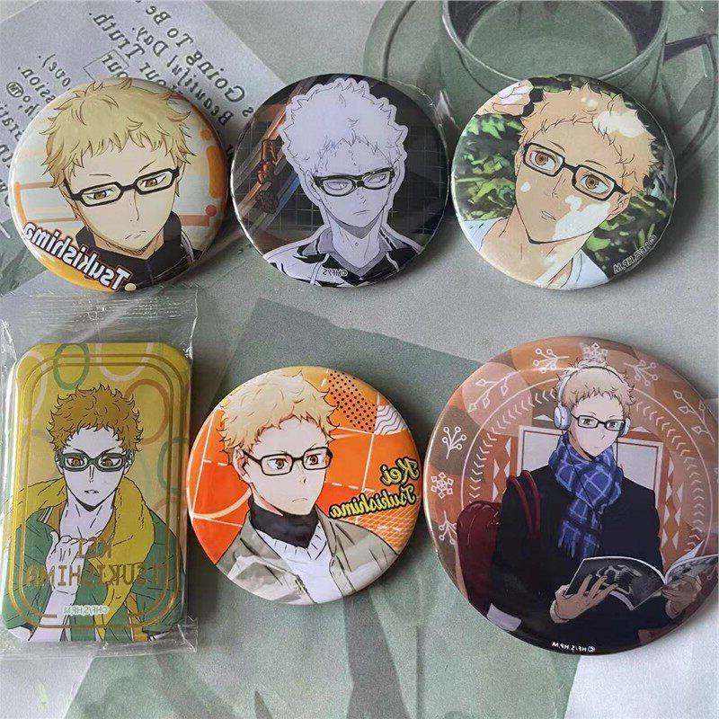 日谷排球少年月岛烫金方吧唧秋冬大吧唧乾饭放课後扭蛋吧唧