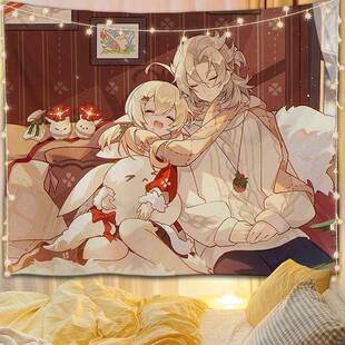 动漫阿贝多背景布二次元周边挂布直播海报墙布照片定制卧室装饰布