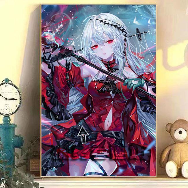 斯卡蒂卡通数字油画diy手工填色手绘动漫明日方舟房间展示装饰画