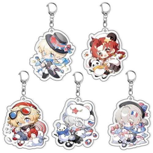 新款夹层ch国拟五常瓷英美法俄亚克力钥匙扣动漫周边学生书包挂件