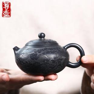 宜兴纯全手工黑泥文旦紫砂壶小品泡茶壶单人家用陶瓷功夫茶具套装
