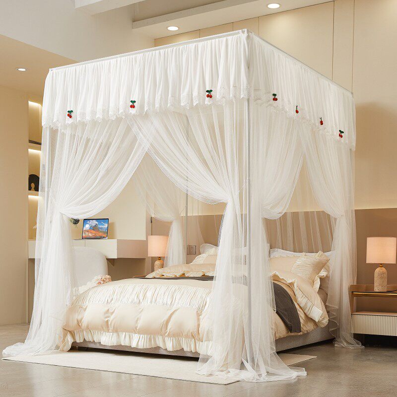 2026新款刺绣花边落地宫廷蚊帐家用公主风卧室外穿贾诩加厚杆蚊帐
