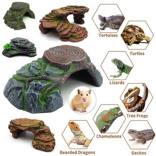 带吸盘乌龟两栖晒台躲避穴小号三角爬坡阶梯山洞鱼缸龟缸造景装饰