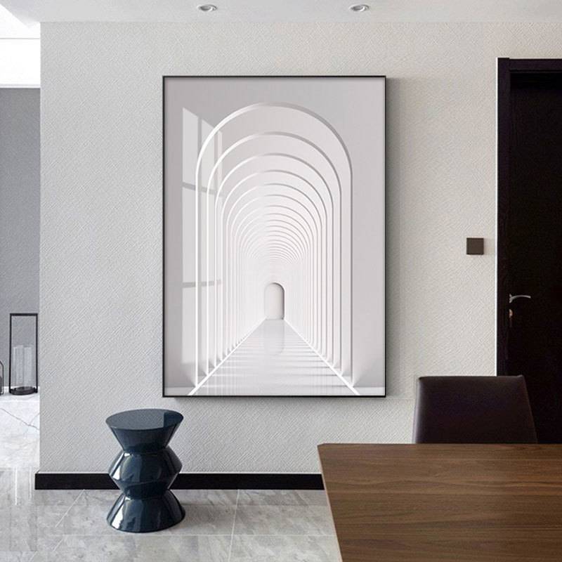 现代简约装饰画建筑空间玄关挂画时光隧道客厅走廊过道楼梯竖版画图片
