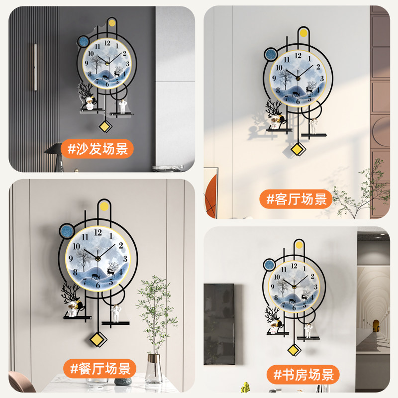 石英钟家a用客厅2023新款网红简约大气挂钟饭厅创意时钟挂墙家用