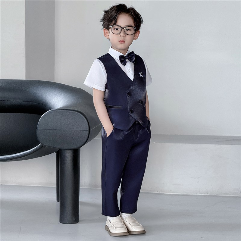 儿童礼服男童英伦风n小西装夏婚礼花童小主持人表演服男童钢琴演