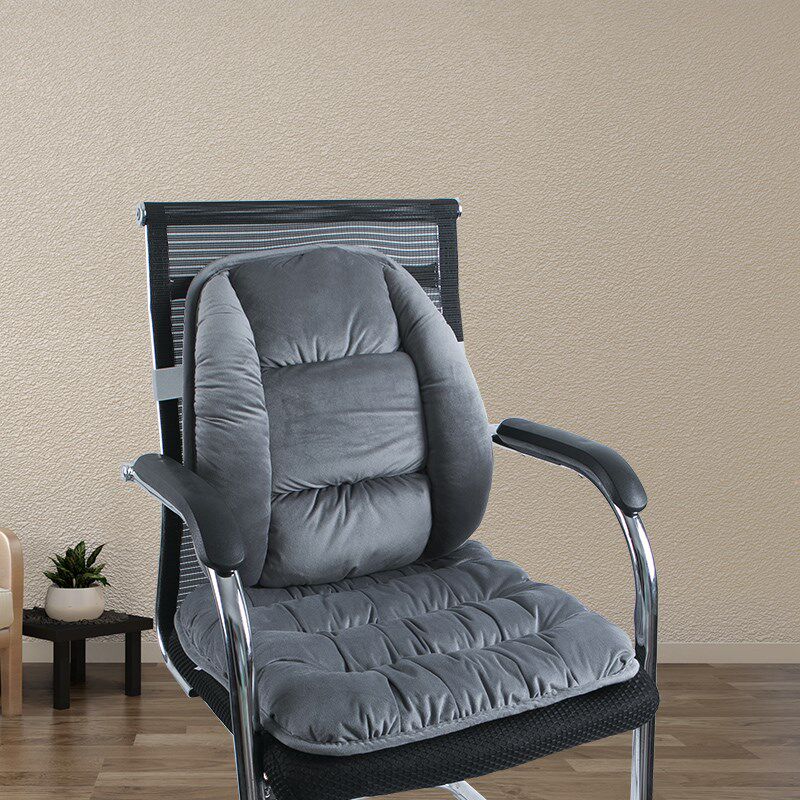 坐垫靠垫一体护腰办公室学生久坐椅子靠背加M厚秋冬毛绒座椅垫汽