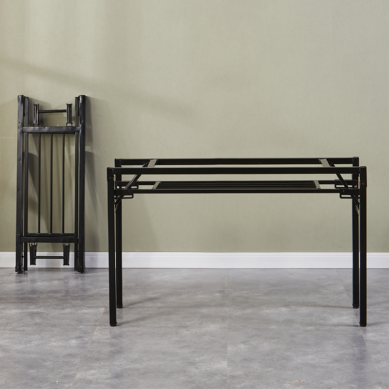 简易折叠桌架子双层桌架铁架v长桌桌子腿单层桌腿餐桌白色弹簧支