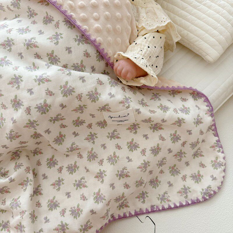 婴儿豆豆毯四季宝宝纯棉纱布a类可爱安抚L毛毯儿童幼儿园午睡盖毯