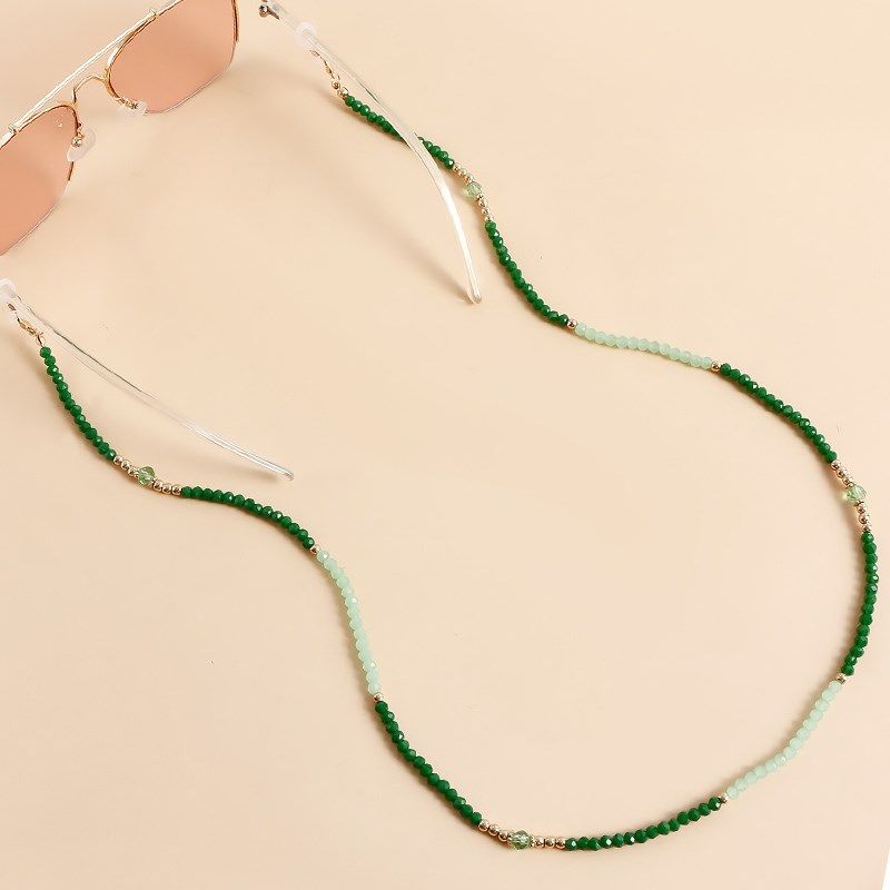 串珠眼镜链条挂脖复古太阳眼睛链B祖母绿口罩挂链挂绳女男墨镜链