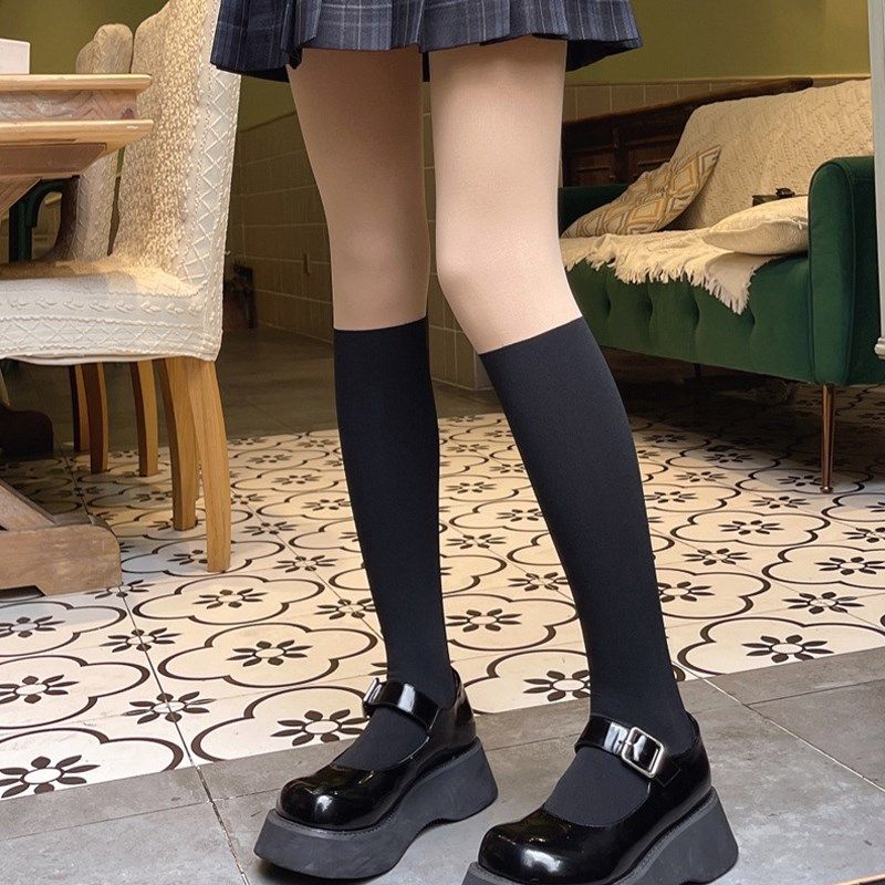 打底袜女假大腿g春秋薄款黑色jk光腿拼接袜双色假过膝小腿袜300斤,女士内衣/男士内衣/家居服,连裤袜/打底袜,淘宝优惠券,粉丝福利购,淘宝优惠卷