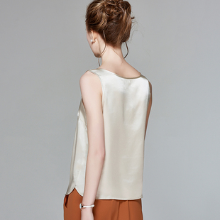 真丝背心女夏重磅桑蚕丝上衣大码宽松丝绸小衫无袖中X长打底吊带