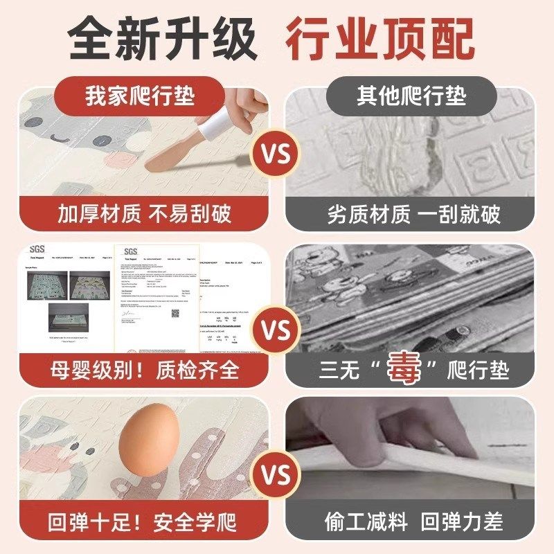 宝宝爬爬垫加厚爬行垫婴幼儿家用B无味可折叠防摔泡沫儿童拼接地,玩具/童车/益智/积木/模型,爬行垫,淘宝优惠券,粉丝福利购,淘宝优惠卷