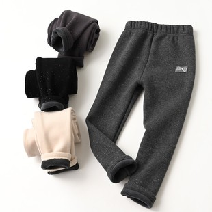 闪闪打底裤 加绒款儿童罗纹弹力纯棉修身女童纯色长U裤 童装秋冬