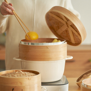 竹编木蒸笼竹制家用蒸锅笼屉蒸包子馒头小笼包神器U大竹笼蒸屉竹