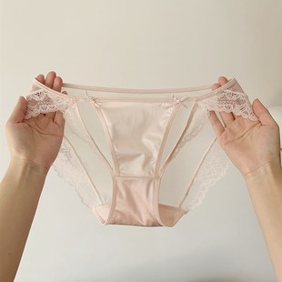 Hiyiye 女性内裤 2s025新纯色风格 女性薄透气 缎网内裤 Mori