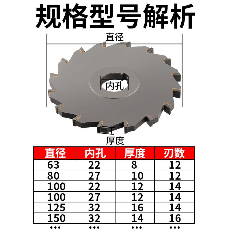 镶合金三面刃铣刀硬质合金锯s片钨钢铣刀盘 YG8/YW2直齿焊接圆盘