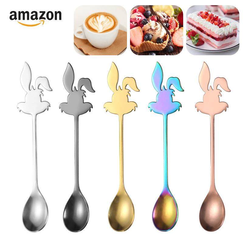 兔宝宝304不锈钢咖啡勺卡通蜂蜜搅拌勺雪糕冰淇淋勺甜品勺小勺子