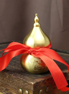 黄铜葫芦厨房避火龙瓶摆件西北角解火烧天门乾位家用客厅创意摆件