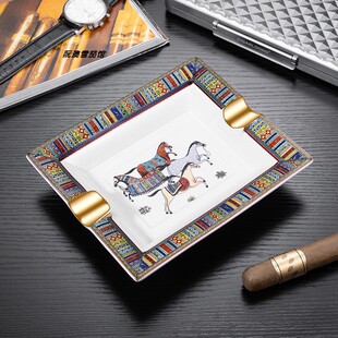 雪茄专用陶瓷烟灰缸办公室礼品雪茄盘大号高端摆件创意家用时尚