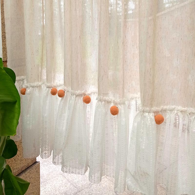 新款法式小短窗亚麻纱帘客厅卧室飘窗短帘隔断挂帘半帘门帘定制