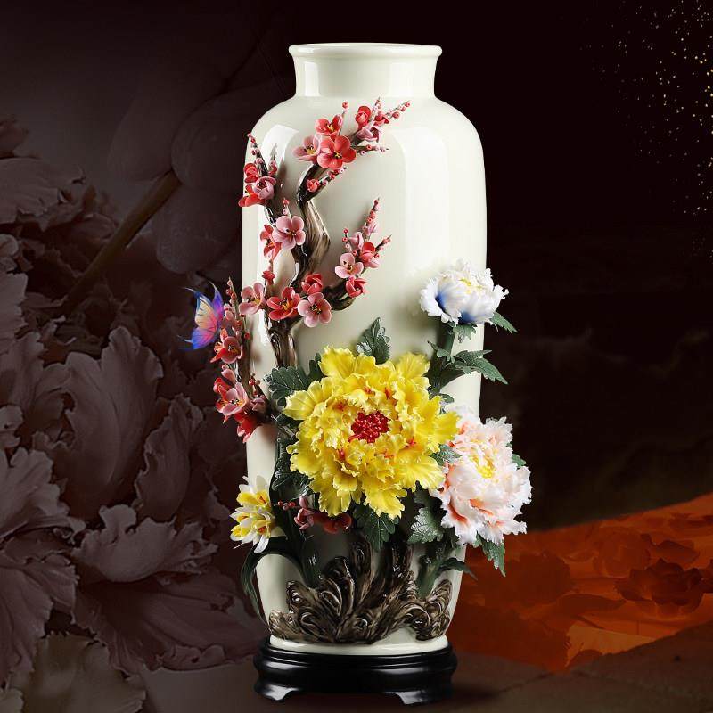 东方泥土新中式陶瓷花古典花瓶摆件客厅博古架酒柜轻奢装饰工艺品,家居饰品,装饰摆件,淘宝优惠券,粉丝福利购,淘宝优惠卷