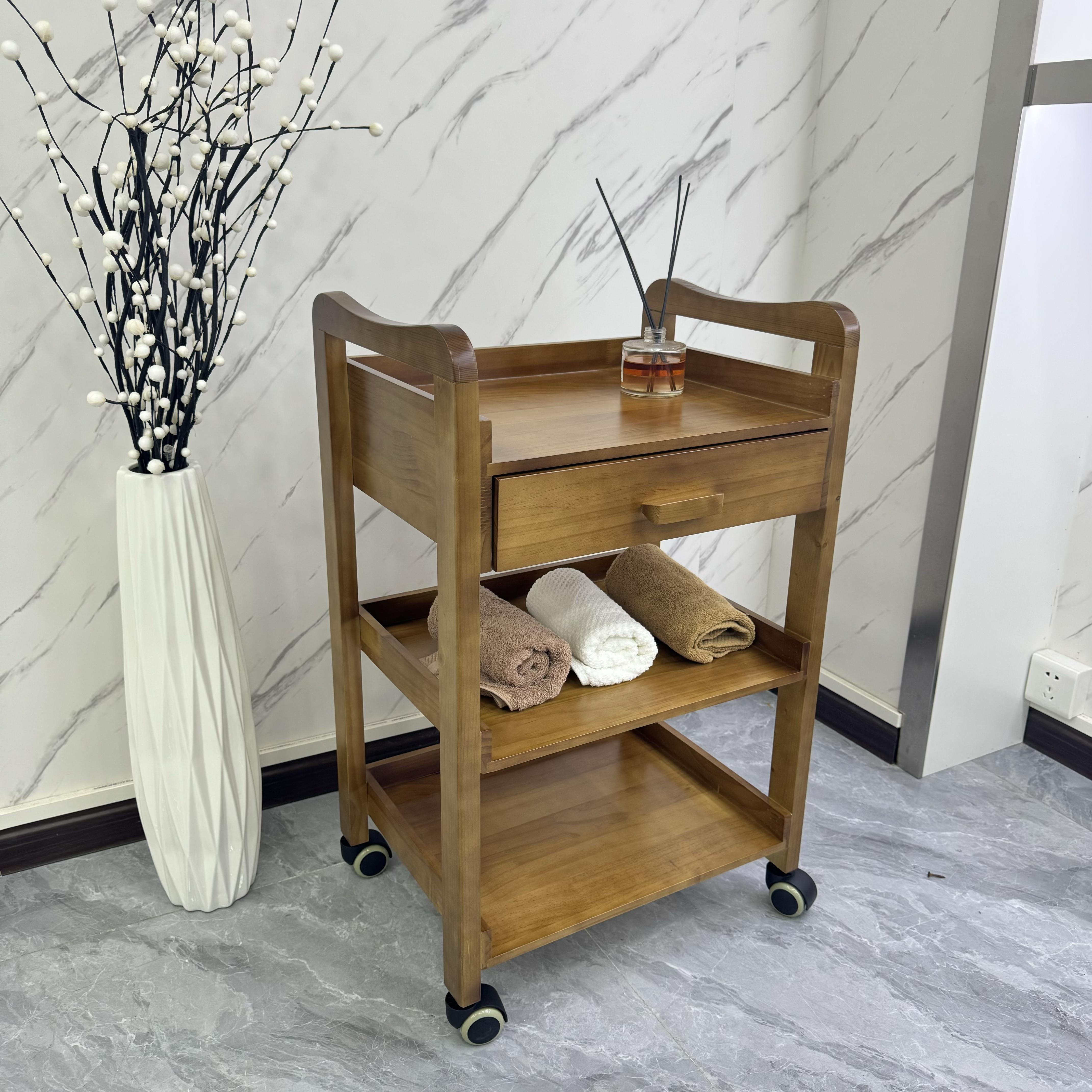 美容院小推车美容店专用美发店置物架手推车实木美发仪器工具车