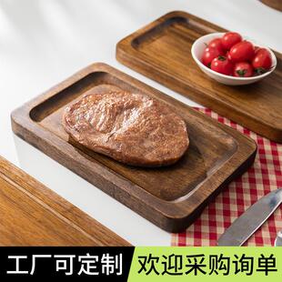 9寸10寸牛排西餐盘实木托盘 深色木盘比萨托盘木披萨盘木质圆形8