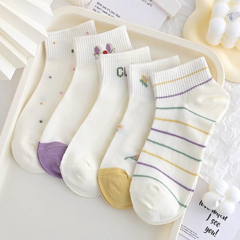 白色百搭袜子女短袜春秋季薄款网眼透气日系可爱浅口船袜学生袜MM