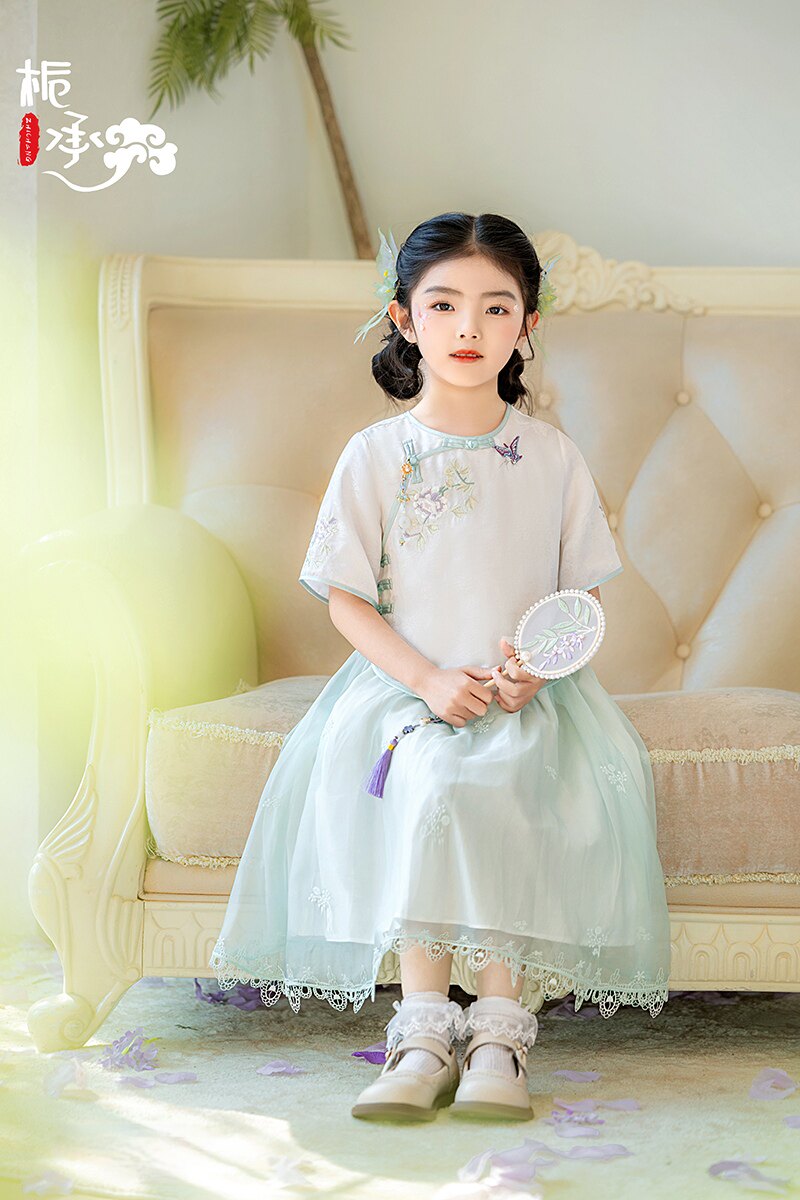 女童汉服2026夏新款桑蚕丝民国风套裙儿童新中式旗袍国风日常可穿