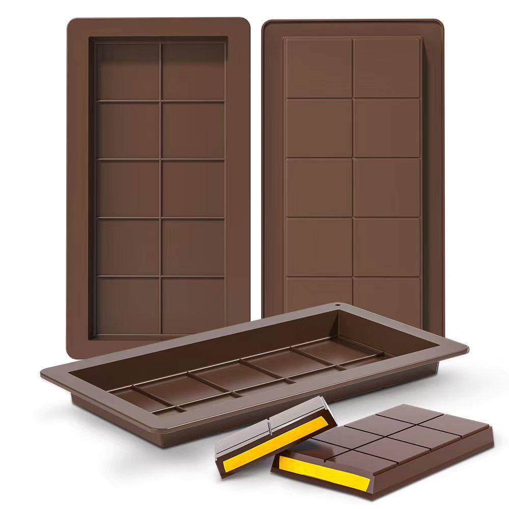 跨境现货新款正方形长方形硅胶蛋糕巧克力10连格糖果模具