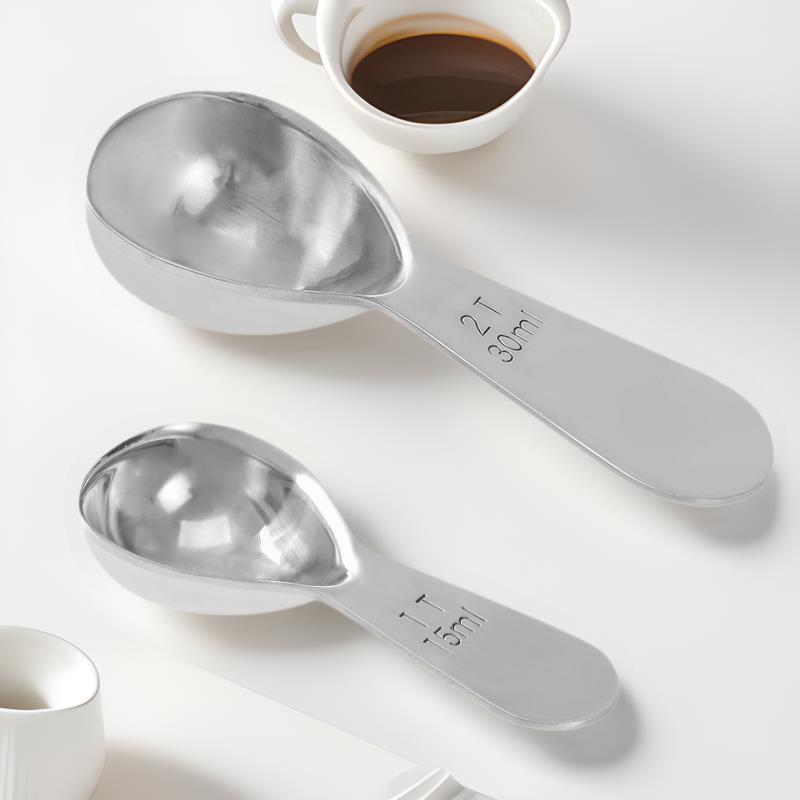 现货304加厚不锈钢咖啡勺15ml 30ml刻度量勺量匙咖啡奶粉茶叶量勺