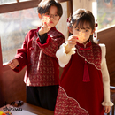 喜庆国风拜年表演出服加厚套装 儿童元 旦汉服旗袍男女宝宝中国唐装