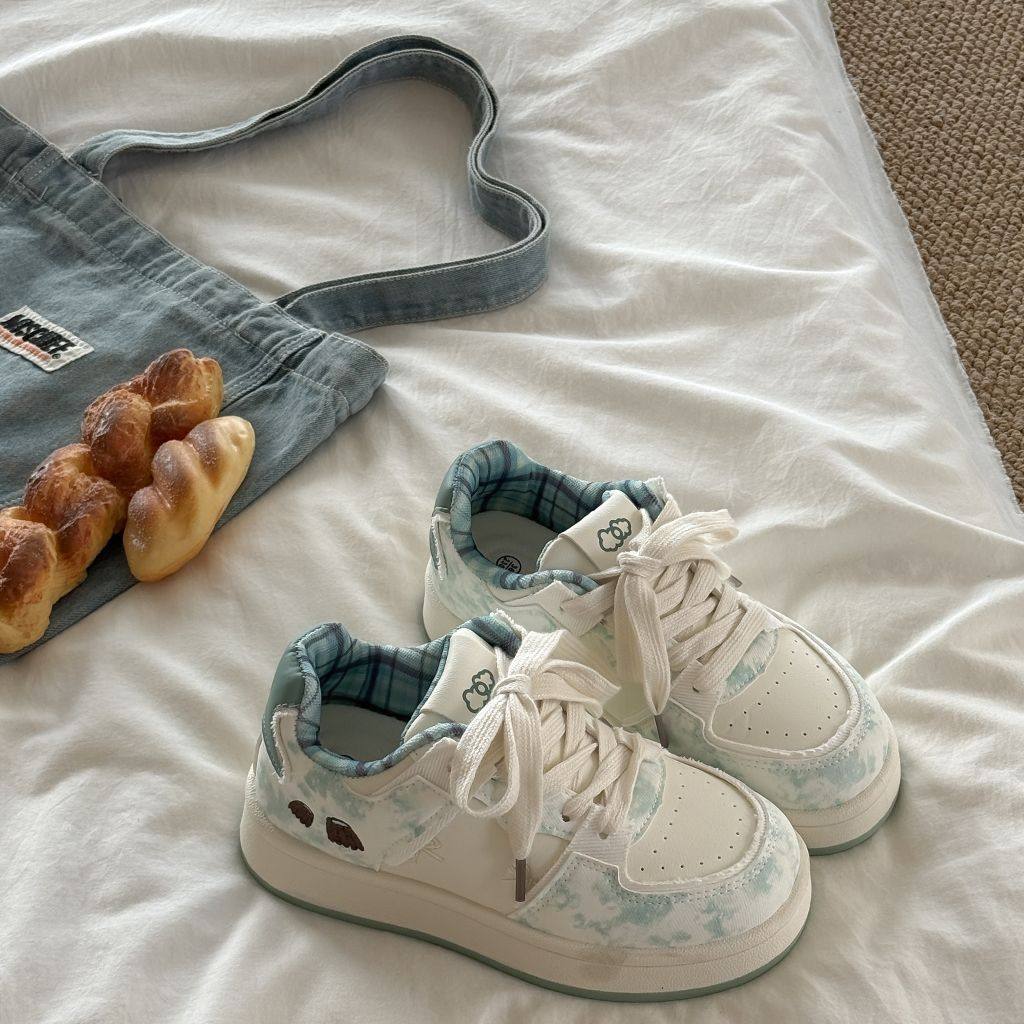 2026春秋新款小众厚底面包鞋女学生百搭休闲板鞋系带小白鞋,女鞋,休闲板鞋,淘宝优惠券,粉丝福利购,淘宝优惠卷