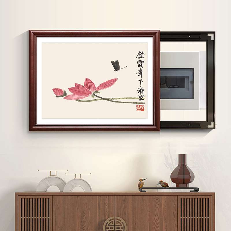 新中式实木电表箱装饰画免打孔空开盒遮挡壁画餐厅配电箱电闸挂画