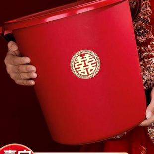 结婚红色水桶一对女方陪嫁喜桶娘家新娘嫁妆家用米桶婚庆用品大全