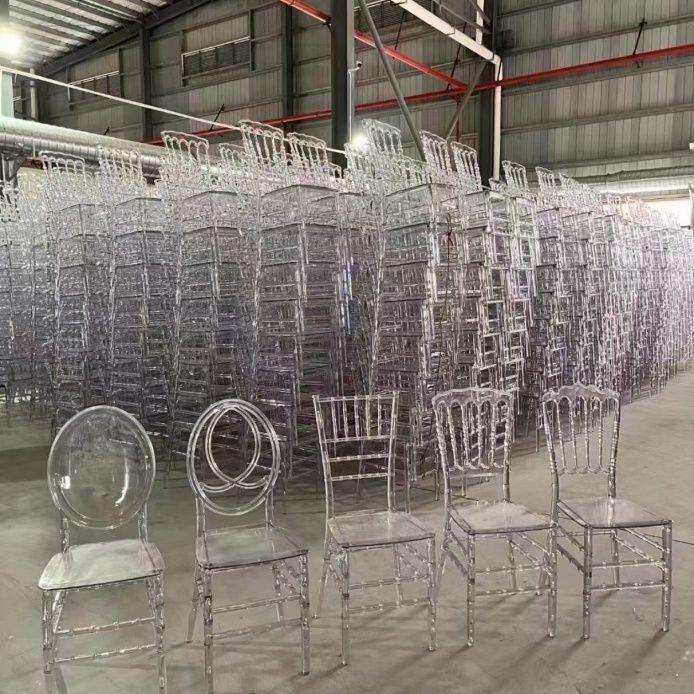 酒店婚庆水晶透明椅子竹节拿破仑婚礼户外宴会水晶椅子商用餐饮店