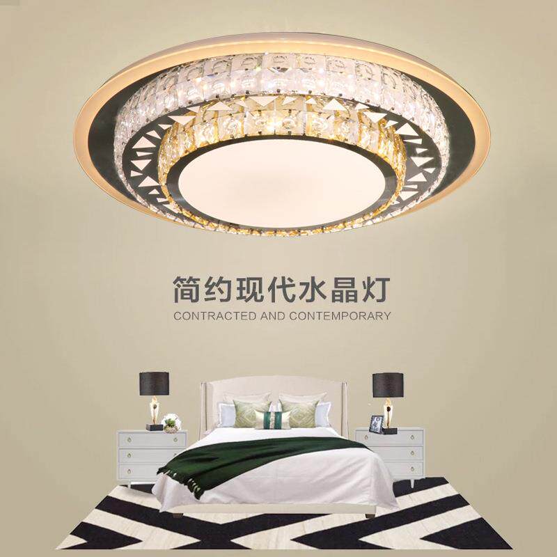 LED圆形吸顶灯 不锈钢线割水晶灯 简约卧室书房灯餐厅灯厂家直销