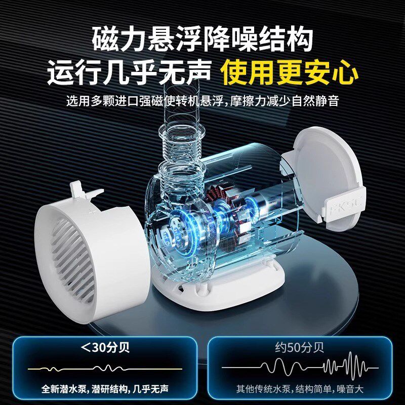 鱼缸水泵静音循环过滤底吸泵养鱼防吸自清洁小型三合一专用潜水泵