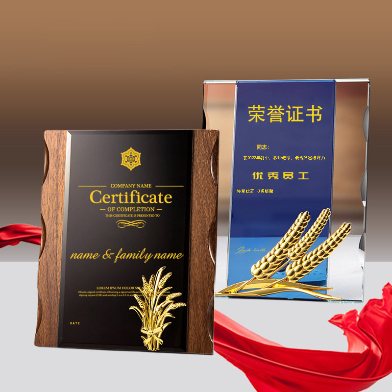 框定制玻璃授权牌制作荣誉加盟代理专利木框架A4奖状展示