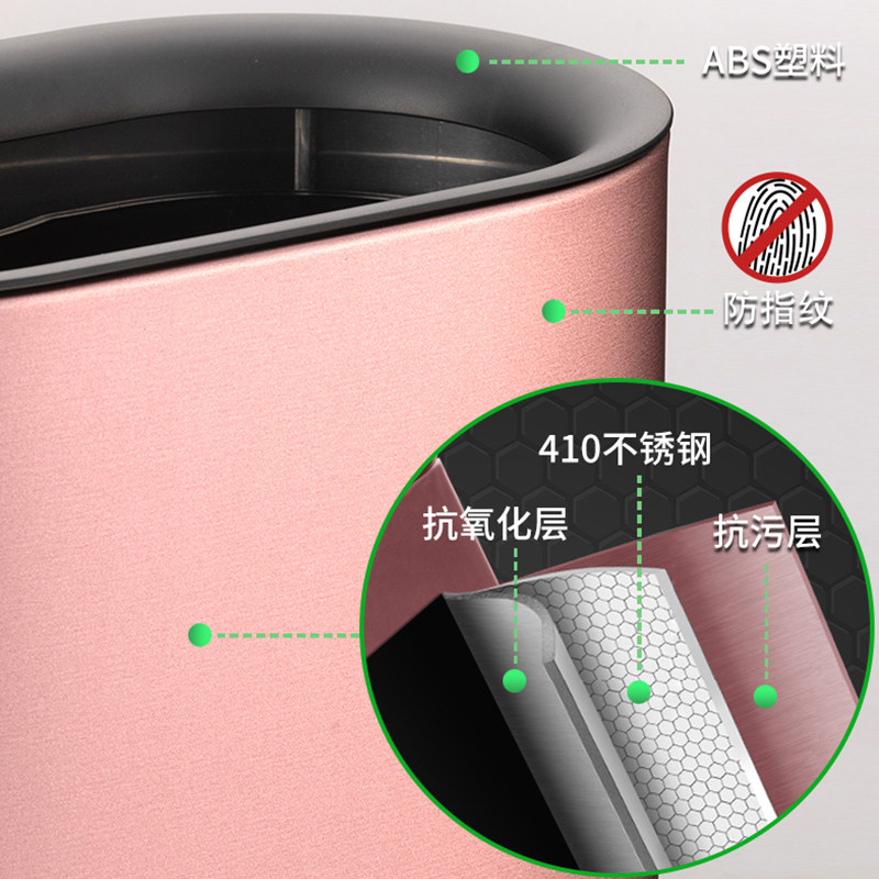 家用无盖不锈钢垃圾桶双层椭圆形客厅厨房卧室卫生间时尚垃圾筒12