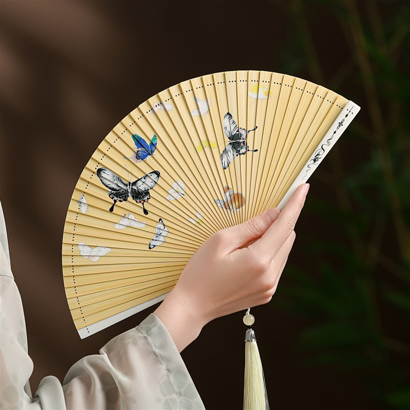 扇子全竹折扇小巧便携中国风随身古风折叠扇旗袍走秀新中式小扇子