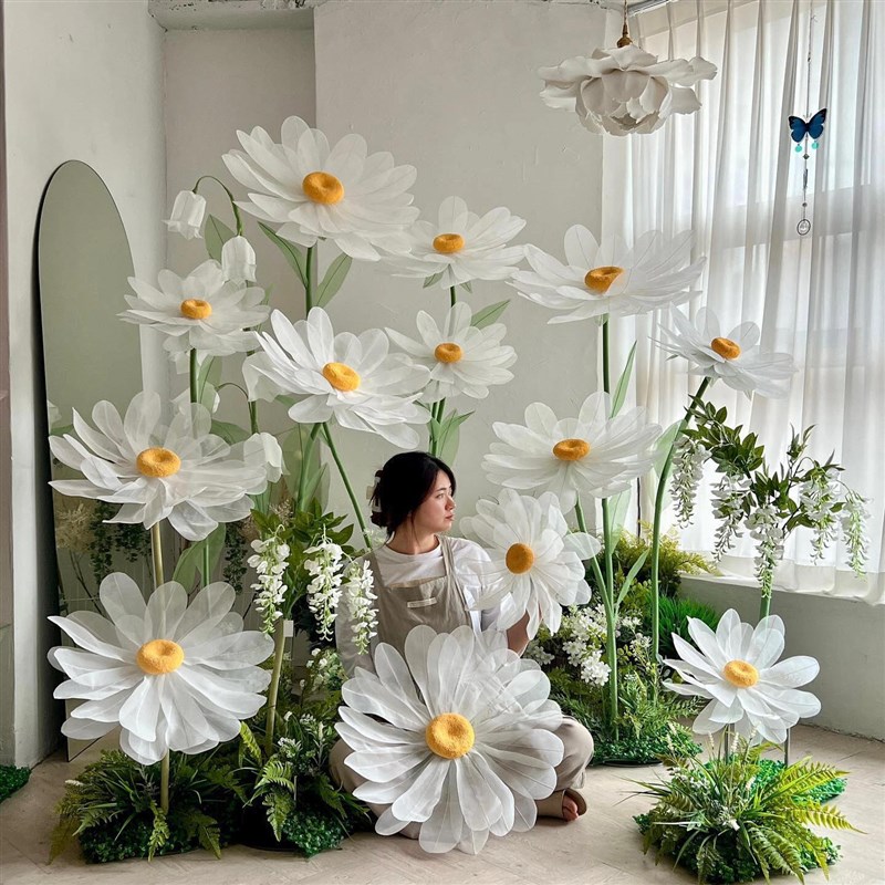 巨型小雏菊仿真花橱窗美陈商场装饰婚庆路引布置摆件大型防水假花