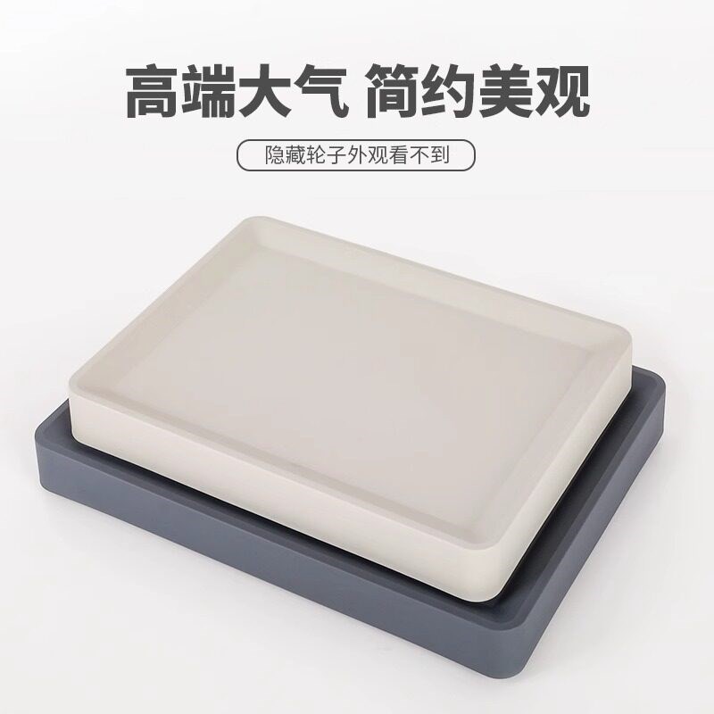 花盆托盘长方形接水盘移动带轮底座万向轮花盘底托树脂滚轮鲜花