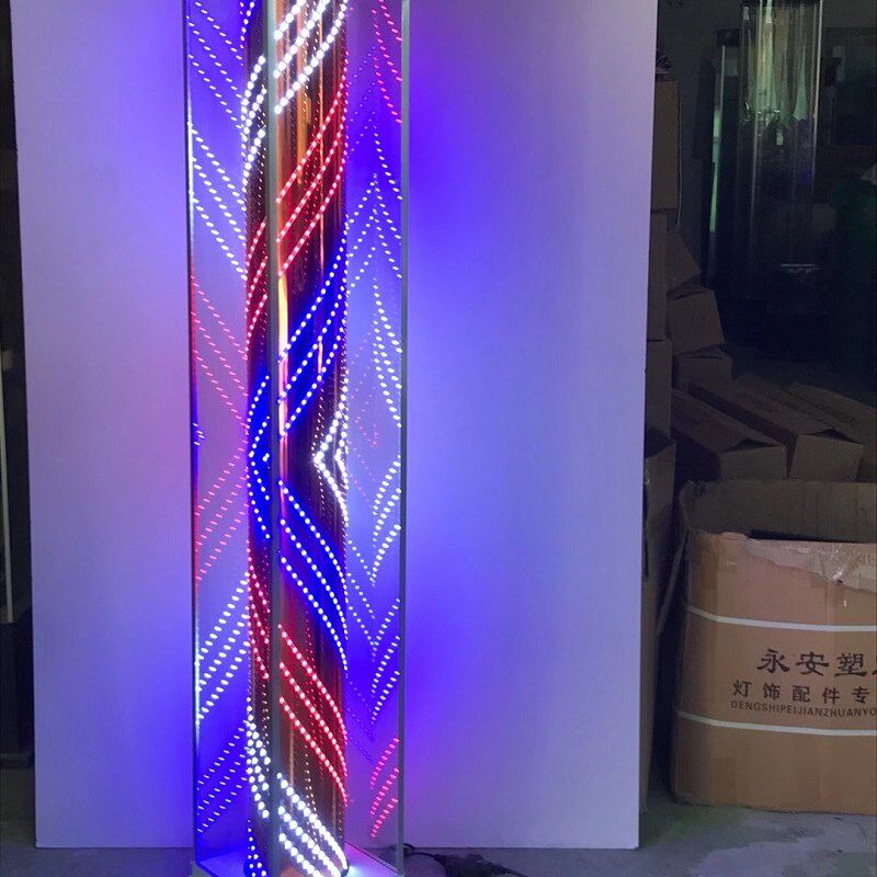 理发店转灯落地led户外防水发廊标志灯炫彩玻璃水晶美容美发灯箱