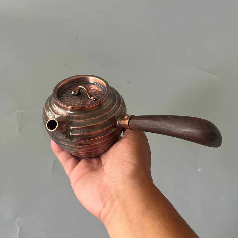 铜茶壶紫铜壶功夫茶壶潮汕茶壶铜壶纯铜手工铜壶烧煮水壶侧把铜壶