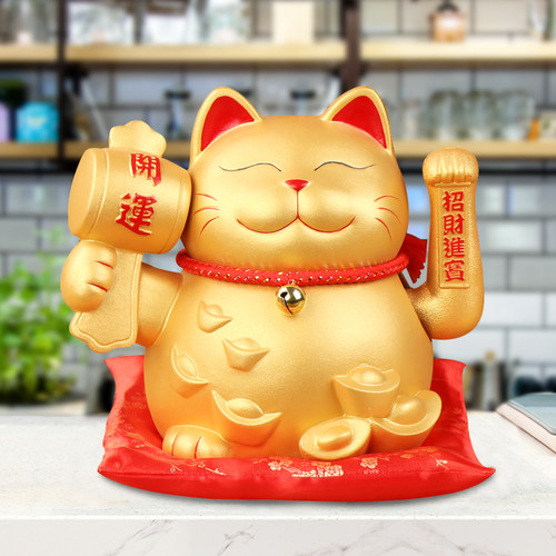 招财猫摆件摇手特大号店铺前台家用金色自动招手发财猫开业礼品