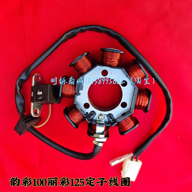 适用轻骑铃木丽彩QS125T-2韵彩QS100T磁电机定子点火线圈磁钢转子